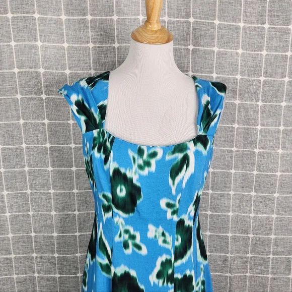 Pearl by Lela Rose Floral Blue and Green Maxi Dress - Picture 3 of 5